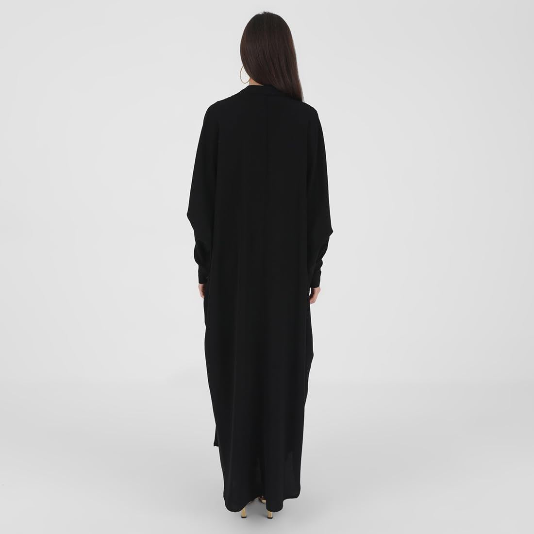 Muslim Dresses for Women Abaya Button down Henley Shirt Prayer Dress Batwing Long Sleeve Middle East Arabian Robe