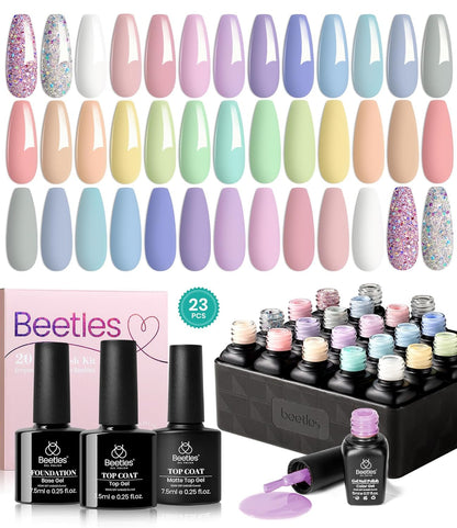 Nail Set 20 Colors Healing Elixir Collection Manicure Kit Pink Neutral Purple Blue Green Gel Nail Kit with 3Pcs Base Matte and Glossy Top Coat Soak off Uv for Women 2024 Ideal Gift