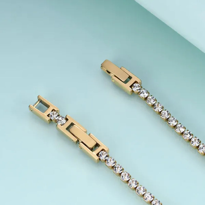 Stainless Steel Bracelets Fashion Gold Silver Color Trendy Women Bracelets Brief Grade Quality Zircon Tennis Chain Bracelets