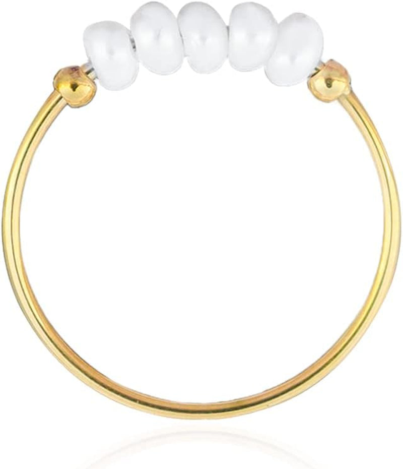 High End Natural Freshwater Pearl Irregular Combination Rings for Women,18K Gold Plated Gold Beads,Pearl Ring