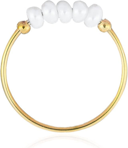 High End Natural Freshwater Pearl Irregular Combination Rings for Women,18K Gold Plated Gold Beads,Pearl Ring