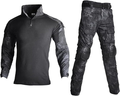 Mens Tactical Military Suits Long Sleeve Rip-Stop Uniforms Combat Shirt and Pants Elbow Knee Pads
