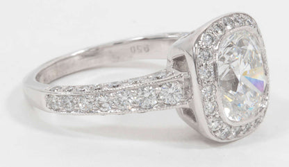 GIA Certified 2.03 Carat Cushion Cut Diamond Platinum Engagement Ring