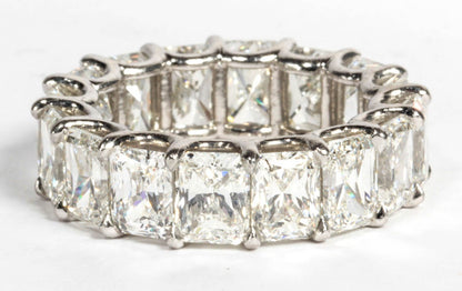 12.50 Carat Radiant Cut Diamond Eternity Band Platinum Wedding Ring