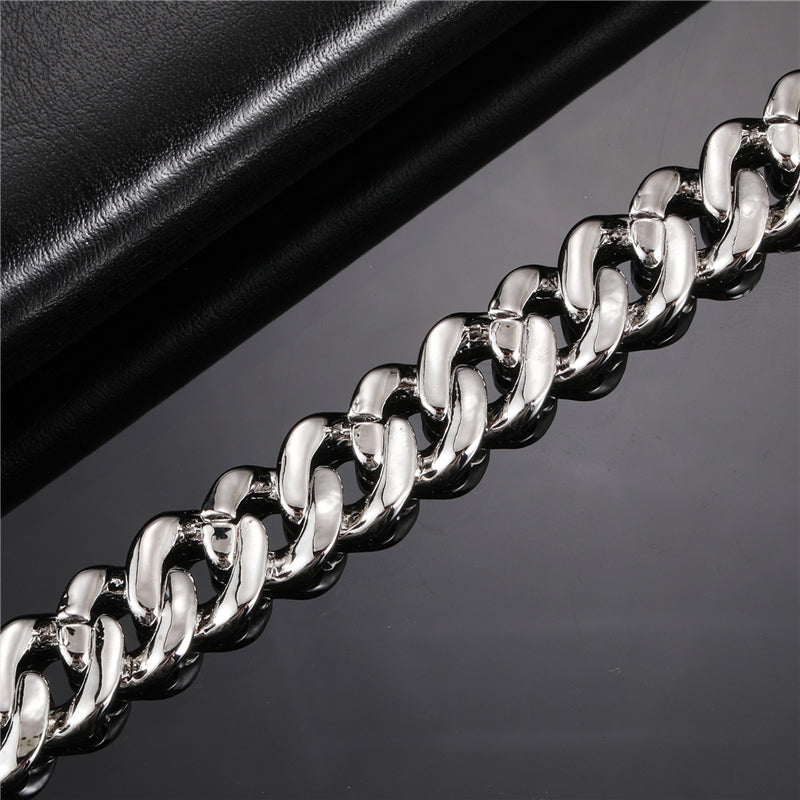 Hip Hop 11MM Bling Iced Out Silver Color Pink Cuban Chain Full AAA Crystal Pave Men's Bracelet for Men Women Jewelry