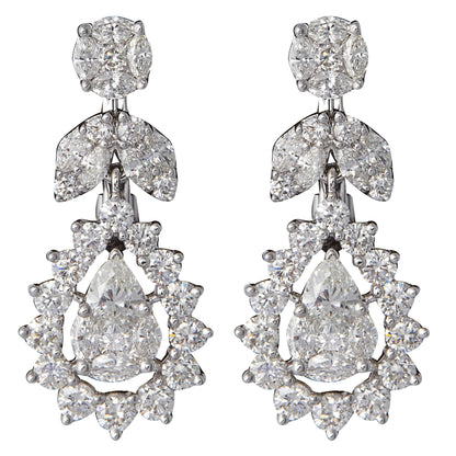 Elegant 3.84ct Brilliant Diamond Drop Earrings in 18k White Gold