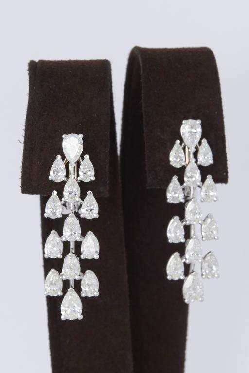 Elegant 5.28 Carat Pear Shape Diamond 18k White Gold Drop Earrings