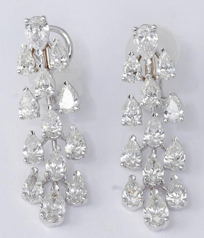 Elegant 5.28 Carat Pear Shape Diamond 18k White Gold Drop Earrings