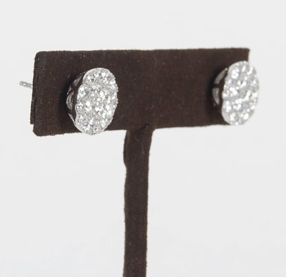 Diamond Scene 1.68ct Round Diamond Cluster 18k Gold Stud Earrings