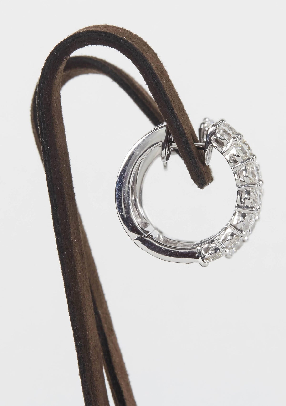 Exquisite 6.36 Carat Diamond 18k White Gold Huggie Hoop Earrings