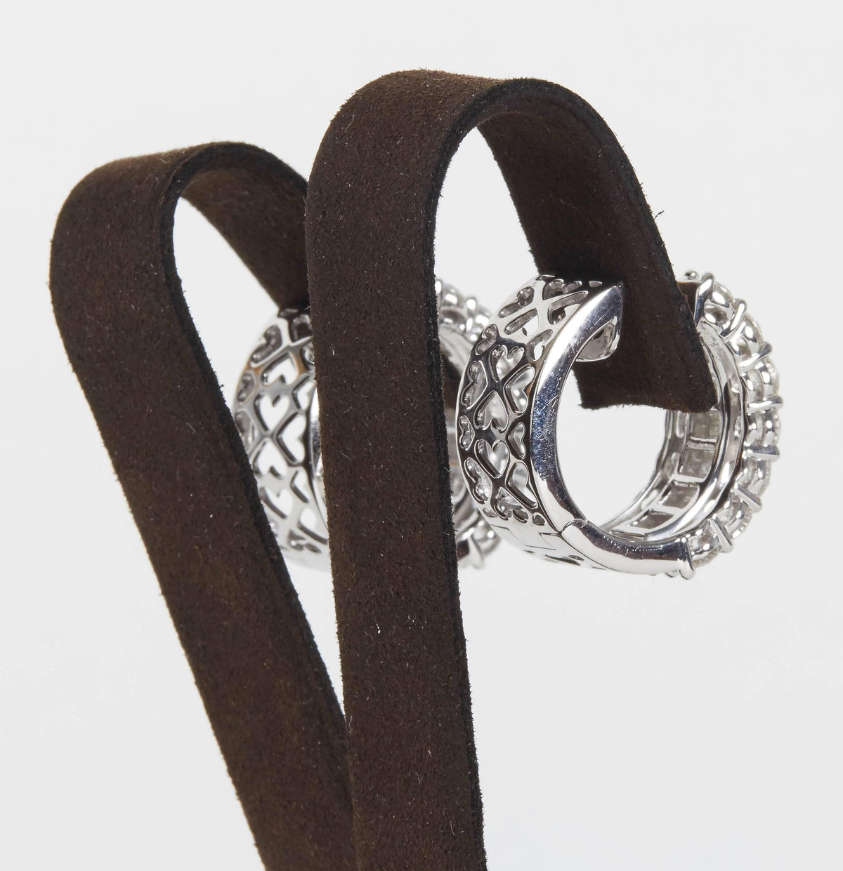 Exquisite 6.36 Carat Diamond 18k White Gold Huggie Hoop Earrings