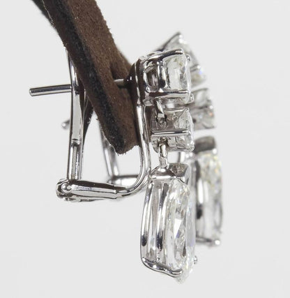 GIA Certified Pear Shape Diamond Dangle Drop 14k Gold Earrings