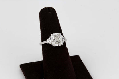 3 Carat GIA Radiant Cut Diamond Platinum Three Stone Engagement Ring