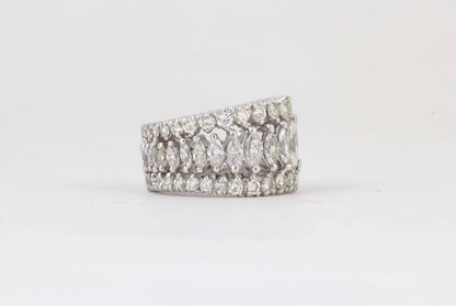 Marquise and Round Diamond Wide Graduated Eternity Band in Platinum