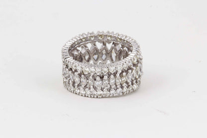 Marquise and Round Diamond Wide Graduated Eternity Band in Platinum