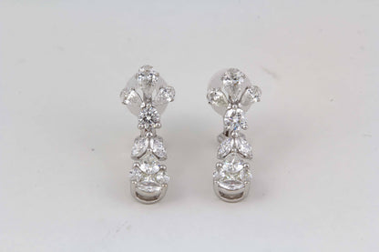 Classic 18k White Gold Diamond Drop Earrings in Pear Shape