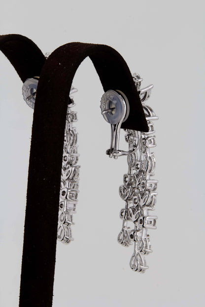 Exquisite 12.36 Carat Diamond Chandelier Earrings In 18k White Gold