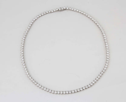 Fine 24.88ct Round Diamond Tennis Necklace 18k White Gold Three Prong
