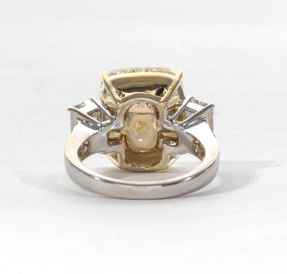 Fancy Yellow 10.06 Carat Cushion Cut Diamond Platinum Gold Ring