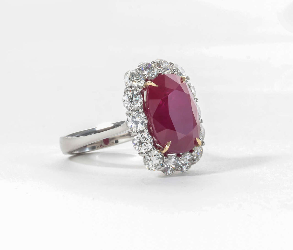 Exquisite 10 Carat Intense Red Burma Ruby Platinum Diamond Ring
