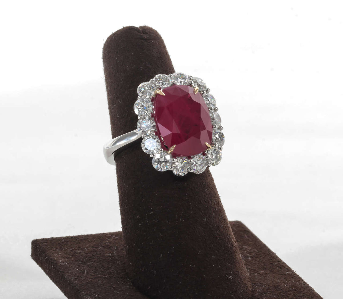 Exquisite 10 Carat Intense Red Burma Ruby Platinum Diamond Ring