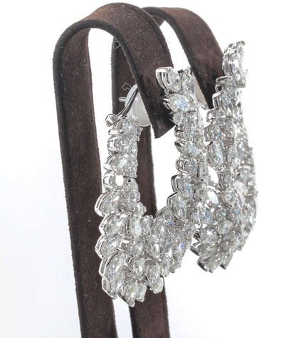 22.45 Carat Diamond 18k White Gold Wreath Swirl Clip-On Earrings