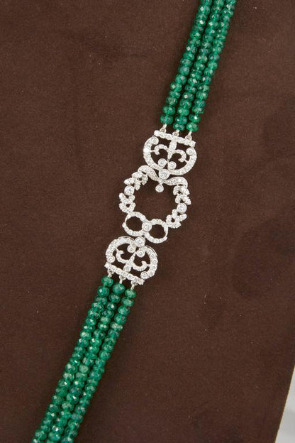 Exquisite 300 Carat Green Emerald and Diamond Tassel Necklace