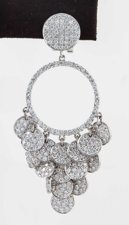 Elegant 18k White Gold Pave Diamond Chandelier Drop Earrings