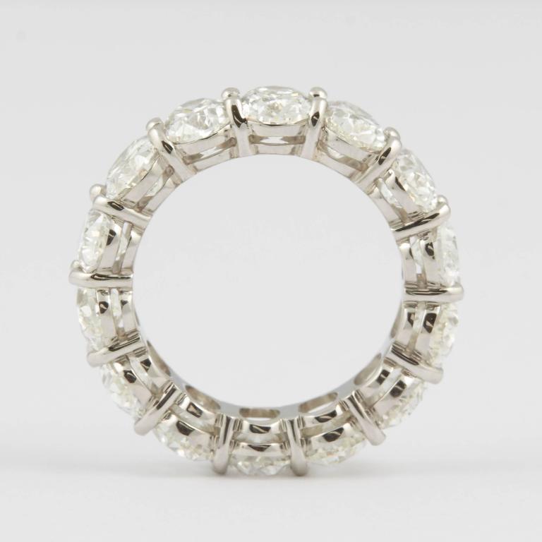 10.92 Carat Oval Cut Diamond Platinum Eternity Band Ring