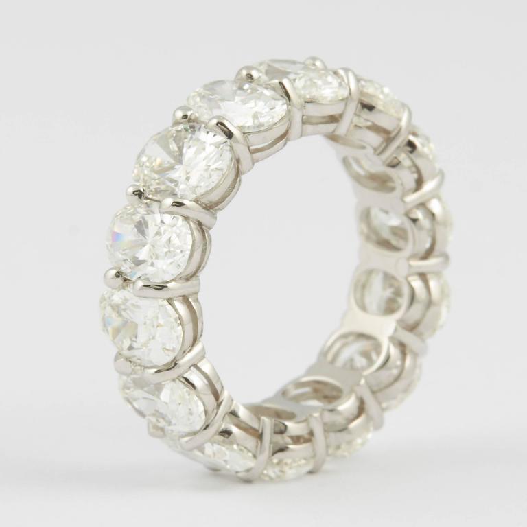 10.92 Carat Oval Cut Diamond Platinum Eternity Band Ring