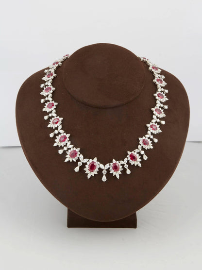 Important Burma Ruby and Diamond Platinum High Jewelry Choker Necklace
