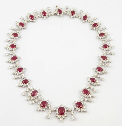 Important Burma Ruby and Diamond Platinum High Jewelry Choker Necklace