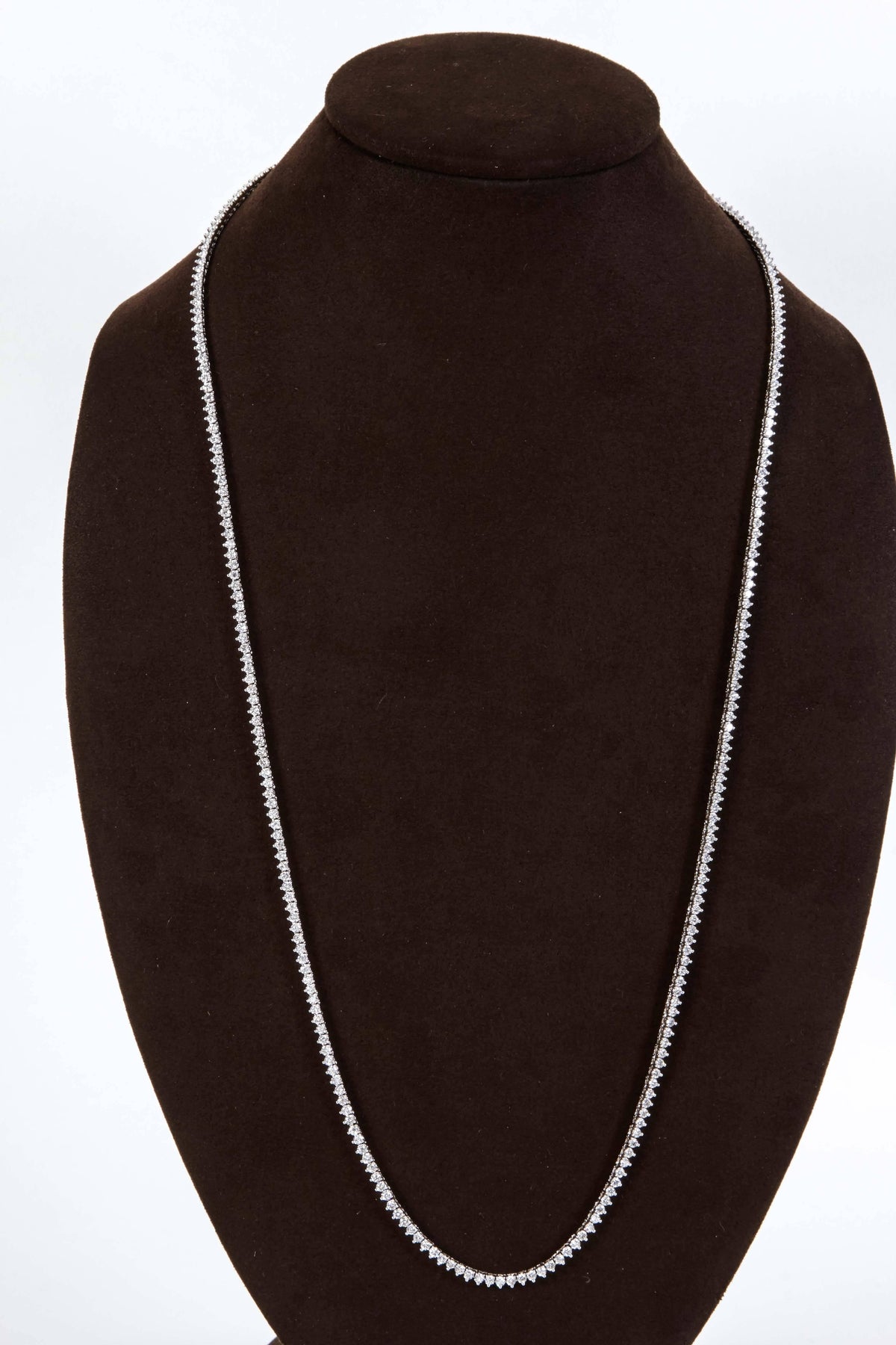 17.97 Carat F VS Diamond Opera Tennis Necklace 18k White Gold
