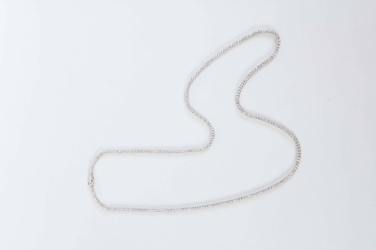 17.97 Carat F VS Diamond Opera Tennis Necklace 18k White Gold