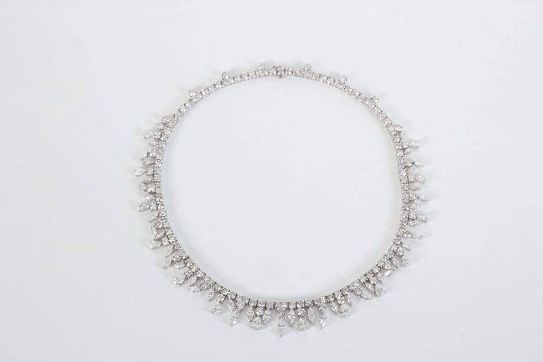 Multi Shape Diamond 18k White Gold Drop Choker Necklace