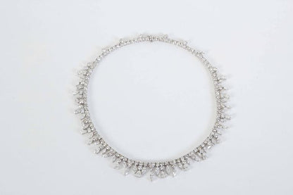 Multi Shape Diamond 18k White Gold Drop Choker Necklace