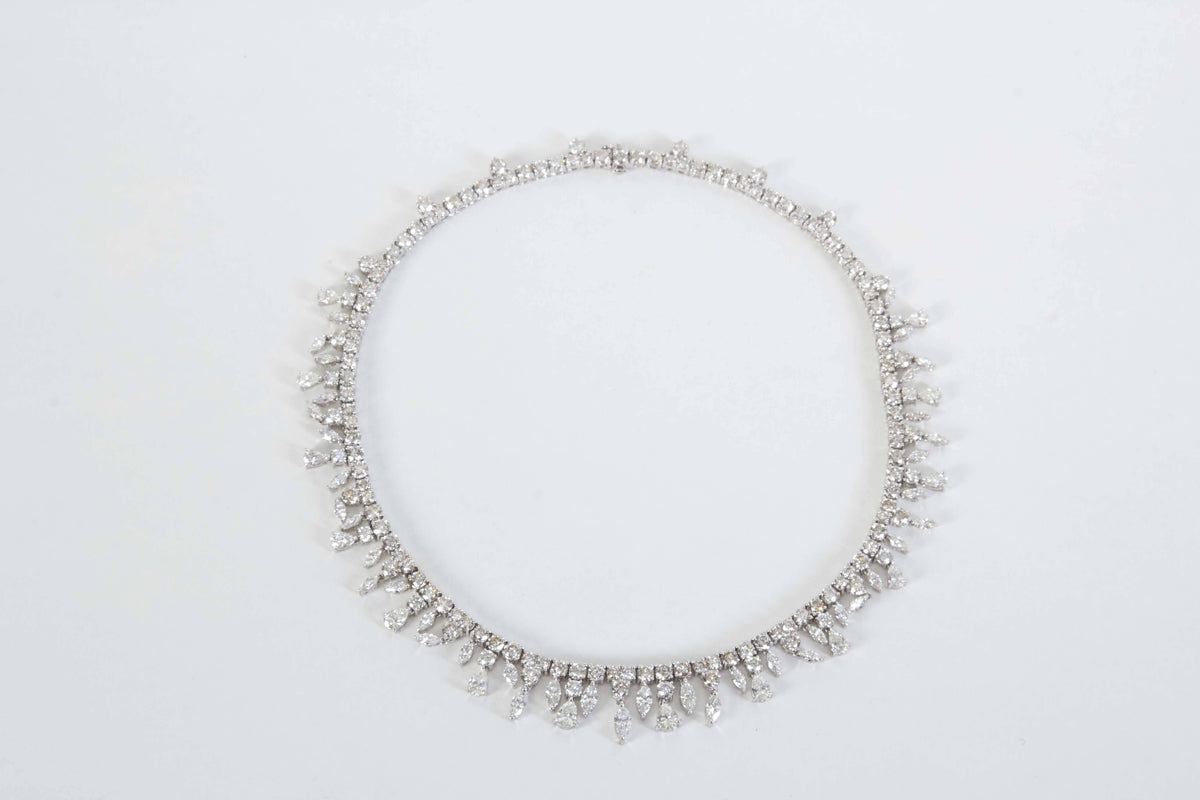 Luxury 46 Carat Multi Shape Diamond Gold Drop Choker Necklace