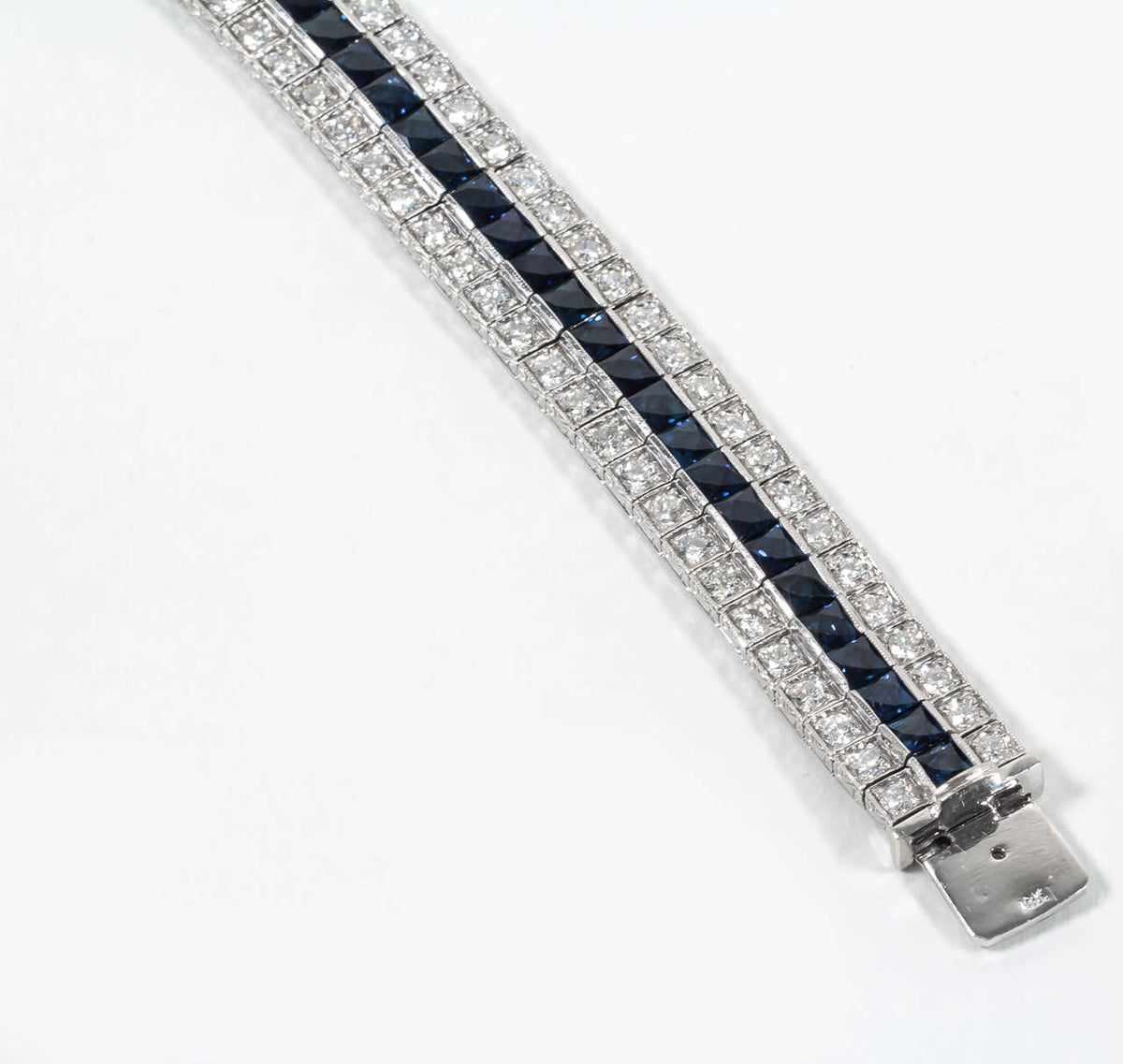 Premium French Cut Sapphire and Diamond Wide Line Bracelet