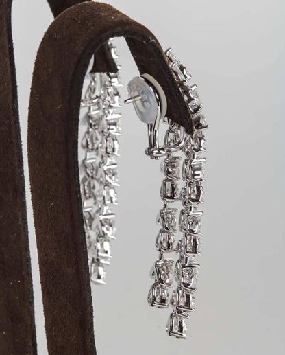 Exquisite 8.34ct Diamond Dangle Drop Earrings in 18k White Gold