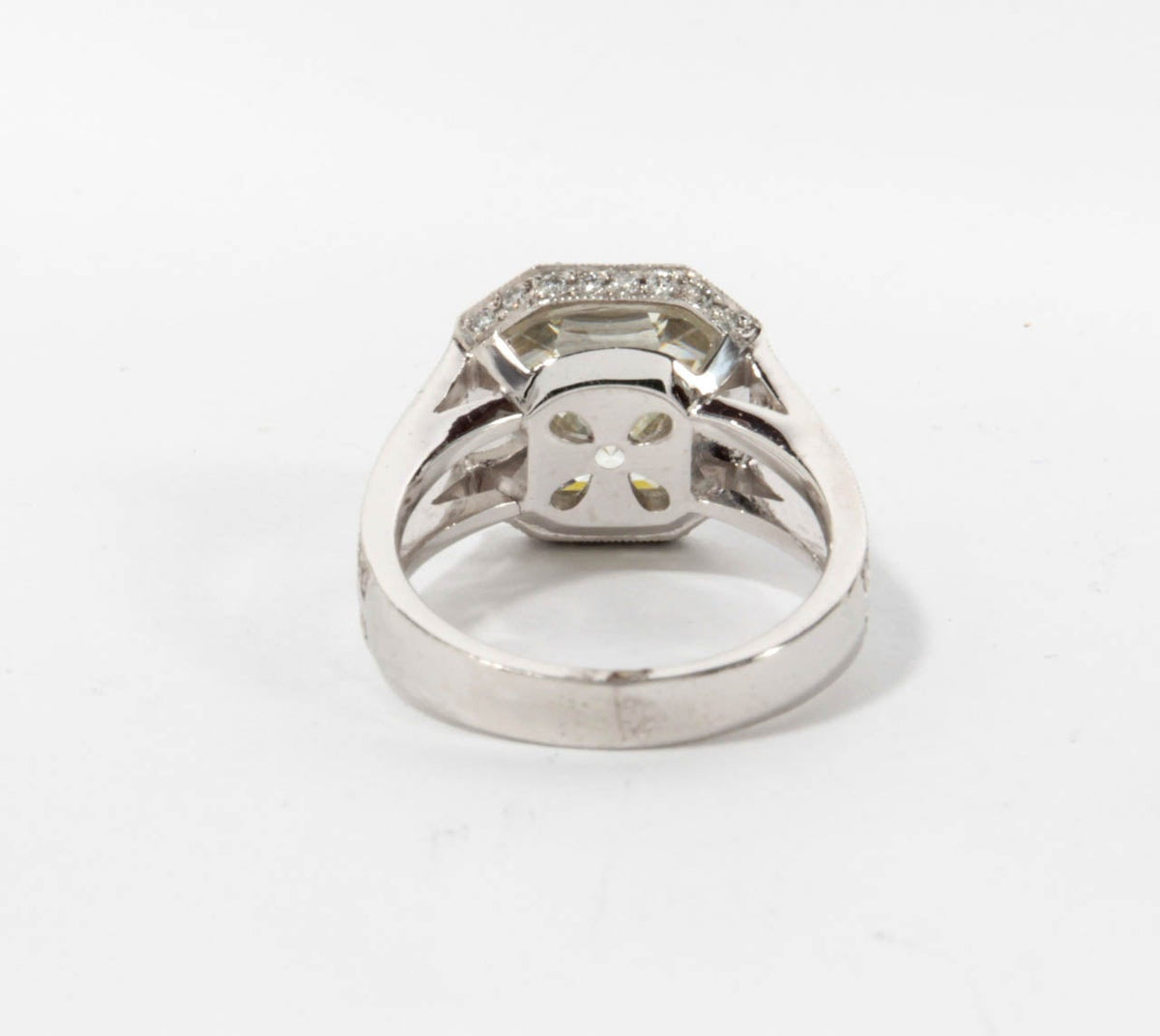 Certified 5.28 Carat Asscher Cut Diamond Platinum Engagement Ring