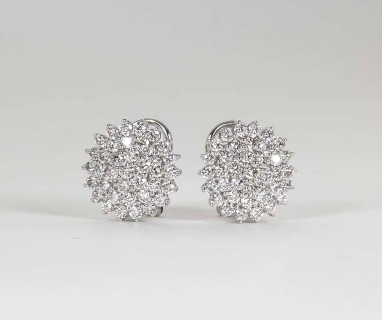 Classic Diamond 18k White Gold 2.39 Carat Button Earrings