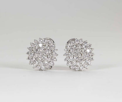 Classic 2.39 Carat Diamond 18k White Gold Button Earrings