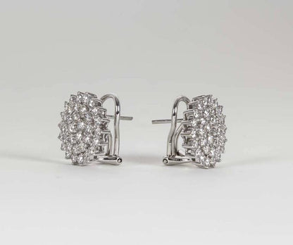 Classic Diamond 18k White Gold 2.39 Carat Button Earrings