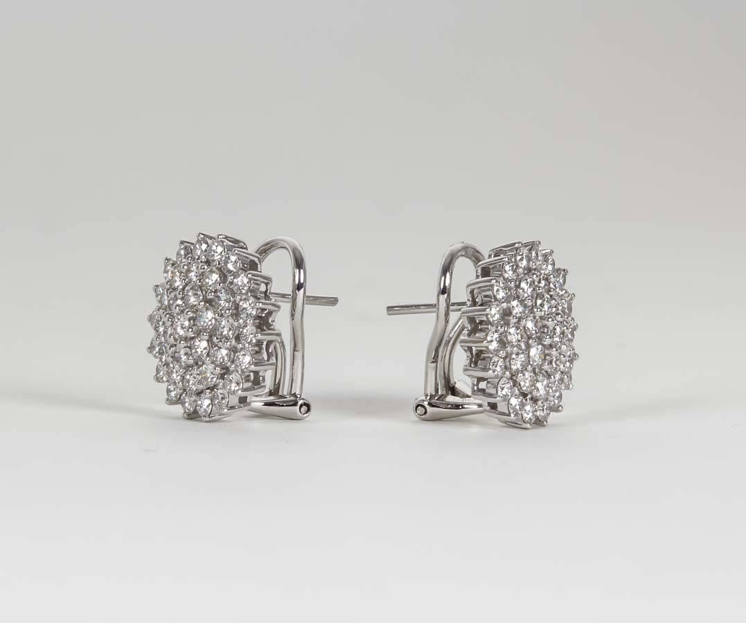 Classic 2.39 Carat Diamond 18k White Gold Button Earrings