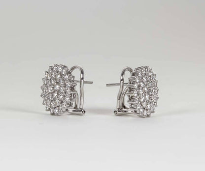 Classic 2.39 Carat Diamond 18k White Gold Button Earrings