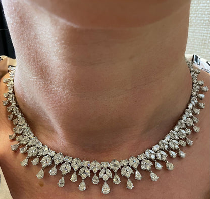 Diamond Scene 45.73ct Multi-Shape Diamond Platinum Choker Statement Necklace