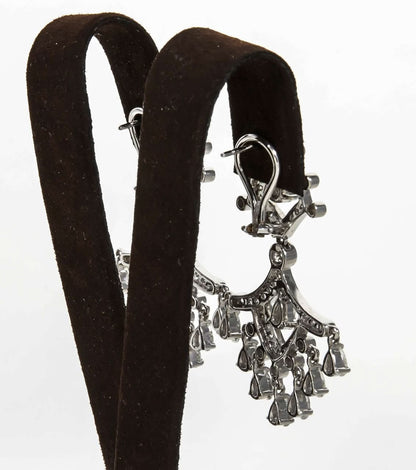 Luxurious 8.37 Carat Diamond 18k White Gold Chandelier Earrings