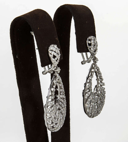 Elegant 3.50 Carat Pear Shaped Diamond 14k Gold Dangle Earrings