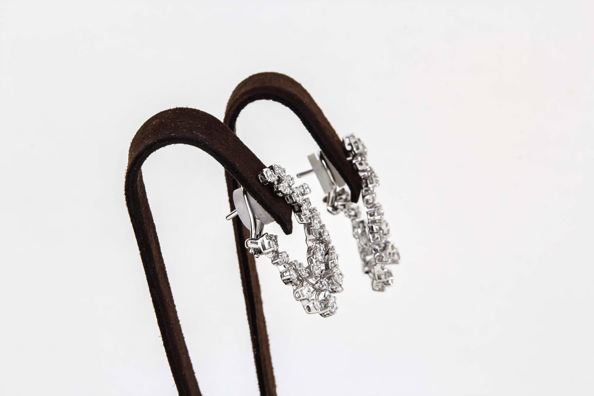 Diamond Scene 3.91 Carat Diamond 18k White Gold Swirl Hoop Earrings