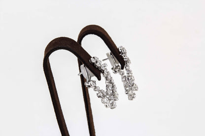 Diamond Scene 3.91 Carat Diamond 18k White Gold Swirl Hoop Earrings